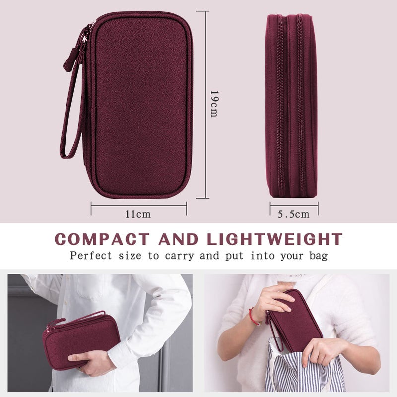 FYY Electronic Organizer  Travel Cable Organizer Bag Pouch Electronic Accessories Carry Case Portable Waterproof Double Layers All-in-One Storage Bag for Cable  Cord  Charger  Phone  Earphone Wine Red - Image 2